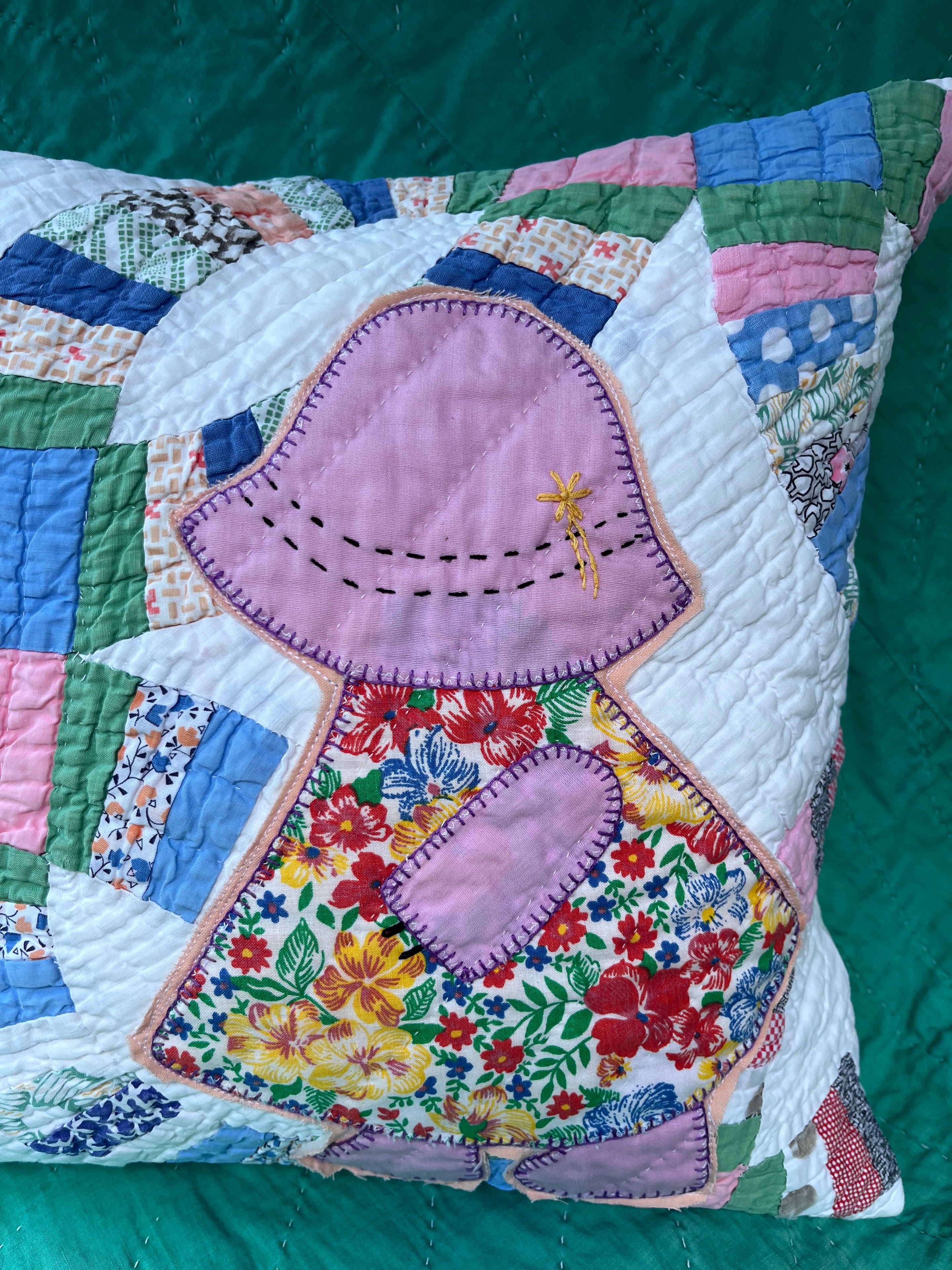 Colorful handmade patchwork quilt